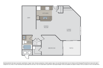 Plan 1H + Den M302 floor plan